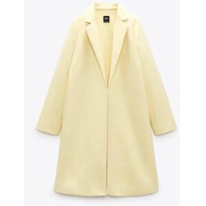 Zara pale yellow lapel coat